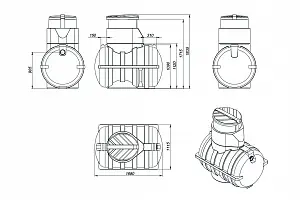 Пластиковая емкость ЭкоПром подземная U 1250 oil (Черный) 2